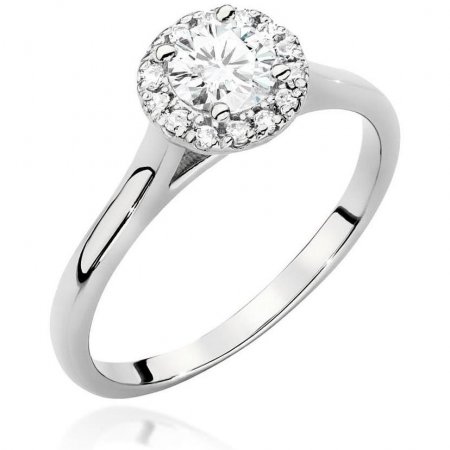 Harf Pierścionek z białego złota Halo Ring z diamentem laboratoryjnym 0,50 ct i kamienie boczne B1100-PI-AUB-LDW-04-OK