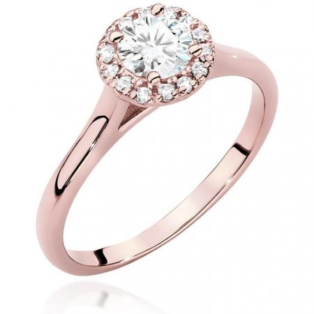 Harf Pierścionek halo z różowego złota próby 585 z diamentem laboratoryjnym 0,50 ct B1100-PI-AUR-LDW-04-OK