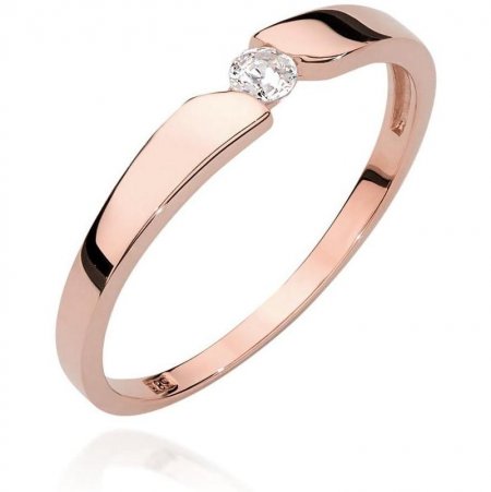 Harf Pierścionek z różowego złota próby 585 z diamentem 0,08 ct B1108-PI-AUR-DIW-02-OK