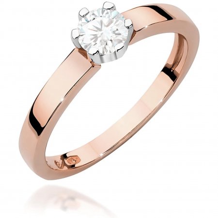 Harf Pierścionek z różowego złota próby 585 z diamentem laboratoryjnym 0,25 ct B1124-PI-AUR-LDW-02-OK