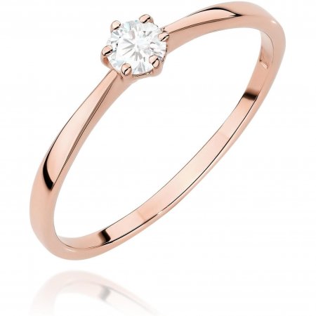 Harf Pierścionek z różowego złota próby 585 z diamentem 0,15 ct B1158-PI-AUR-DIW-04-OK