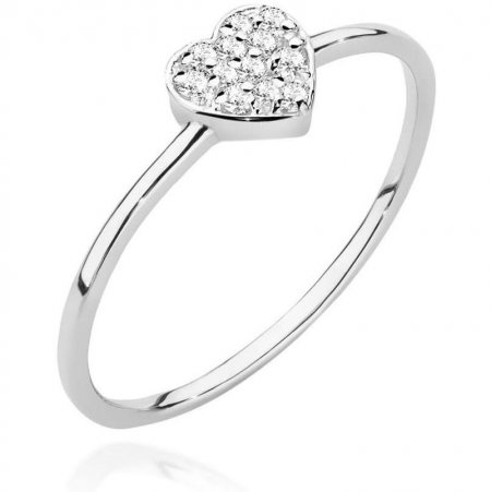 Harf Pierścionek z białego złota serce wysadzane brylantami 0.10 ct B1282-PI-AUB-DIW-02-00