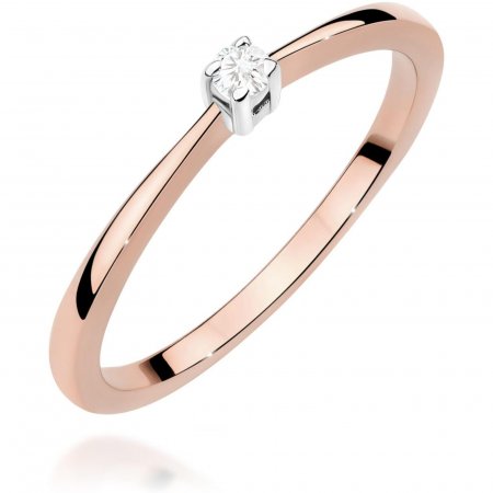 Harf Pierścionek z różowego złota próby 585 z diamentem 0,05 ct B1340-PI-AUR-DIW-02-00