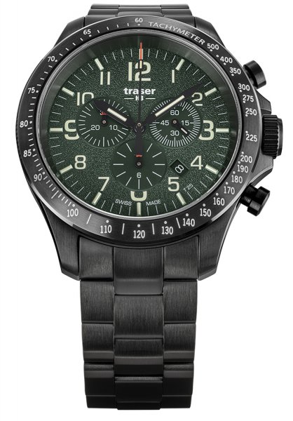 Traser P67 Officer Pro Chronograph Green Steel Bracelet TS-109464