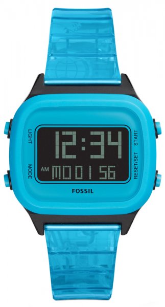 Fossil RETRO DIGITAL LCD NEON Blue Nylon Strap 40mm FS5676
